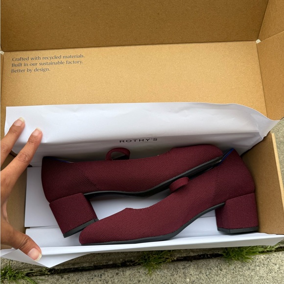 Rothy's Burgundy Mary Jane Heels - Picture 9 of 16